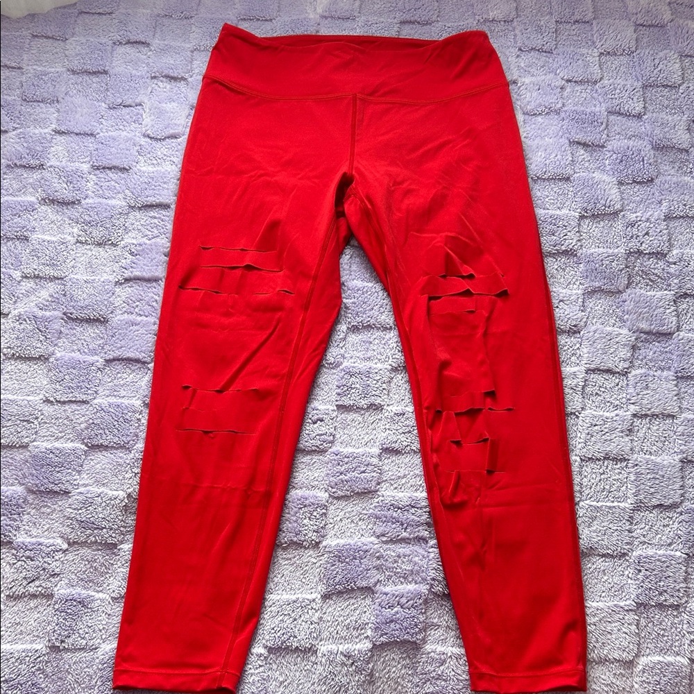 ZYIA Active Vibrant Red “slash” luxe Leggings